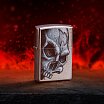 Зажигалка ZIPPO 46587 Skull and Flame с покрытием Street Chrome - Череп и Огонь