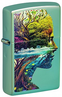 Зажигалка ZIPPO 46233 One with Nature Design с покрытием High Polish Green