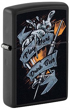 Зажигалка ZIPPO Darts с покрытием Black Matte 48679