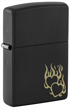 Зажигалка ZIPPO Fire Heart с покрытием Black Matte 46004