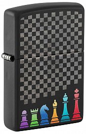 Зажигалка ZIPPO Chess Pieces с покрытием Black Matte 48662 