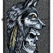 Зажигалка ZIPPO 29863 Wolf Skull Feather - Волк, Череп и Перо