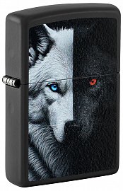 Зажигалка ZIPPO 46694 Two Wolves с покрытием Black Matte 
