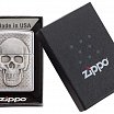 Зажигалка ZIPPO Skull Design с покрытием Brushed Chrome 29818