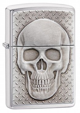 Зажигалка ZIPPO Skull Design с покрытием Brushed Chrome 29818