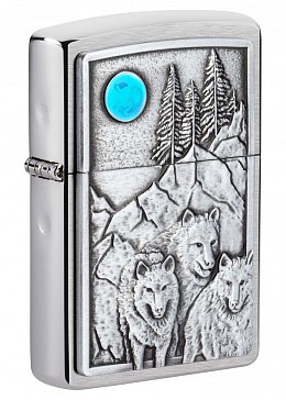 Зажигалка ZIPPO Wolf Design с покрытием Brushed Chrome 49295