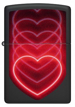 Оригинальная бензиновая зажигалка ZIPPO Classic 48593 Hearts Design с покрытием Black Light - Сердца