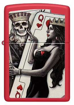 Зажигалка ZIPPO Skull King Queen Beauty с покрытием Red Matte 48624