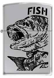 Зажигалка ZIPPO Чёрный окунь 250 FISH - BIG MOUTH 