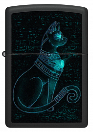 Оригинальная бензиновая зажигалка ZIPPO Classic 48582 Spiritual Cat с покрытием Black Light - Духовный кот 