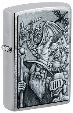 Зажигалка ZIPPO 46579 Mystical Beings Design с покрытием Brushed Chrome