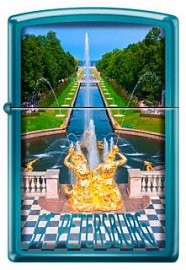 Зажигалка ZIPPO Петергофский фонтан латунь/сталь с покрытием Sapphire™ 20446 PETRODVORETS 