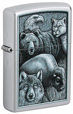 Зажигалка ZIPPO 46237 Animal Kingdom Design с покрытием Satin Chrome