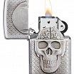 Зажигалка ZIPPO Skull Design с покрытием Brushed Chrome 29818