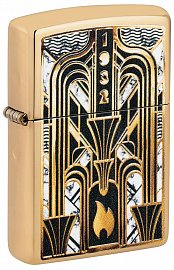 Зажигалка ZIPPO Art Deco Flame с покрытием High Polish Brass 46585 