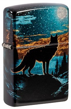 Зажигалка ZIPPO 46252 Moonlight Wolf Design с покрытием 540 Tumbled Chrome