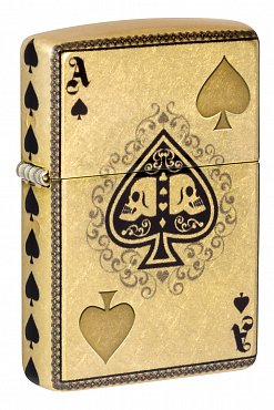 Зажигалка ZIPPO 46388 Ace of Skulls Design с покрытием 540 Tumbled Brass